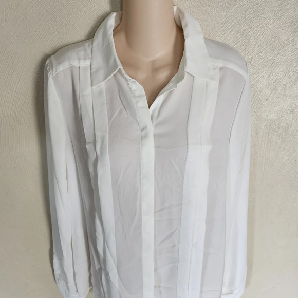 Nanette Lepore Cannoli Cream Chiffon Button Down Blouse Size Women's Medium NEW - Picture 6 of 14